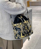 Fashionable Black Printed Chain Crossbody Bag