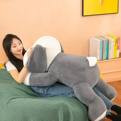 Nuevo juguete de peluche de perro gigante, perro grande durmiendo, muñeco de cachorro de peluche, juguete de animal suave, almohada de dibujos animados, cojín de espalda para bebé, regalo de cumpleaños para niñas