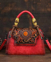Green Hand Carved Retro Chinese Style Tote Handbag
