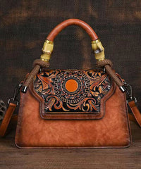 Green Hand Carved Retro Chinese Style Tote Handbag