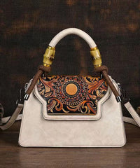Green Hand Carved Retro Chinese Style Tote Handbag