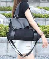 High-Capacity Casual Black Messenger Bag