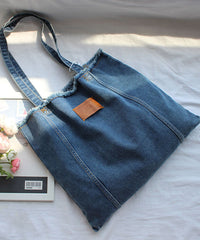 High-Capacity Torn Edge Denim Shoulder Bag SX1018