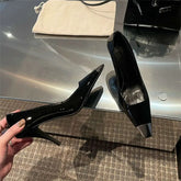 Metal Square Toe Patent Leather Shoes