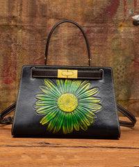 Brown Messenger Leather Embossed Retro Bag Calf