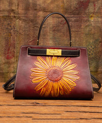 Brown Messenger Leather Embossed Retro Bag Calf