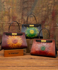 Brown Messenger Leather Embossed Retro Bag Calf