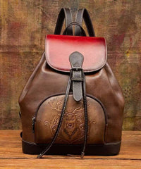 Leather Retro Calf Large Capacity Bag Brown Backpack
