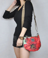 Retro Red Print Versatile CrossBody Bag