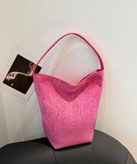 Rose Large Capacity Zircon Faux Suede Shoulder Bag