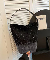 Rose Large Capacity Zircon Faux Suede Shoulder Bag