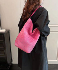 Rose Large Capacity Zircon Faux Suede Shoulder Bag