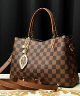 Versatile Brown Solid Durable Leather Tote Handbag