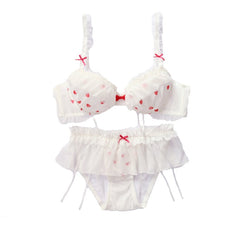 Nymphette Heart Ruffle 2-piece Kawaii Princess Lolita Nymphet Lingerie Set