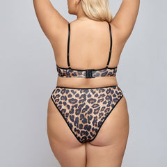 Plus Size Leopard Print Three Point Bra Set