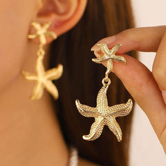 Simple Ocean Stainless Steel Earrings Starfish Jewelry