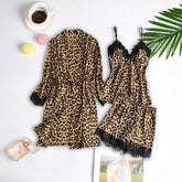 Leopard Lace Pajamas Three-piece Set