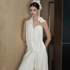 Lrregular Flower Design Short Halter Neck Vest Set