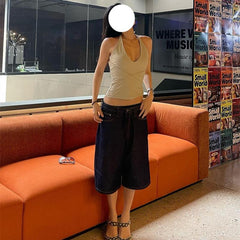 U-Neck Cross-Tie Halter Top