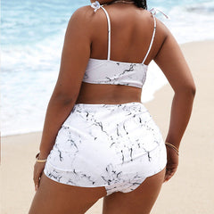 Plus Size High Waist Bikini Three-Piece Set