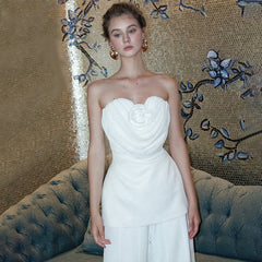 Lrregular Flower Design Short Halter Neck Vest Set