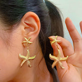 Simple Ocean Stainless Steel Earrings Starfish Jewelry