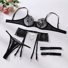 Chain See-through Lace Lingerie Set