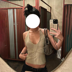 U-Neck Cross-Tie Halter Top