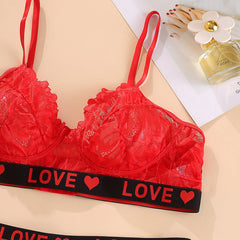 Red Plus Size Sexy Lace Bra Set