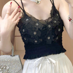 Three-dimensional Flower Lace V-neck Corsets