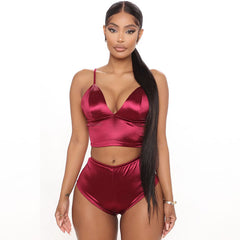 Faux Silk Sexy Slim Fit Cami Sets