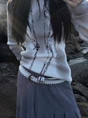 y2k -Punk Style Double-Row Rivet Belt