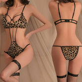 Leopard Suspenders Lingerie Set