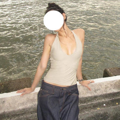 U-Neck Cross-Tie Halter Top