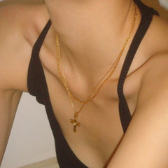 Cross Double-Layer Vintage Clavicle Chain