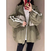 Sudadera con capucha y cremallera extragrande con rayas laterales azules