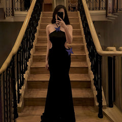 Vestido largo de mariposa con cola de pez y espalda descubierta