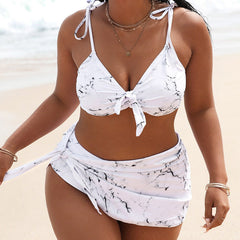 Plus Size High Waist Bikini Three-Piece Set