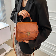 Small Square Bag PU Leather Retro Lock