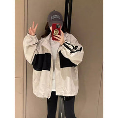 Sudadera con capucha y cremallera extragrande con rayas laterales azules
