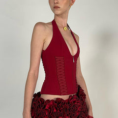 Cropped Vest With Cross Straps