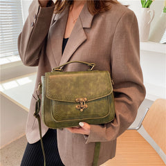 Small Square Bag PU Leather Retro Lock