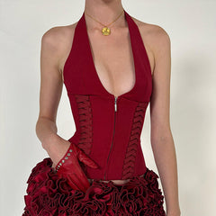 Cropped Vest With Cross Straps