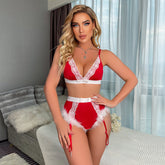 Hot Garter Plush Bralette Set