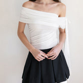 Off-The-Shoulder Mesh Lace Strapless Top