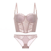 Sexy Underwire Corset Lace Brief Set