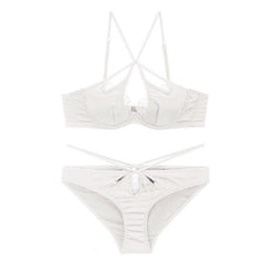 Satin Crossover Tie Soft Underwire Bralette Set