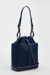 Bucket Denim Stitching PU Large Capacity Bag