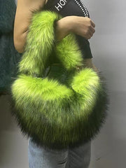 Solid Color Plush Shoulder Bag