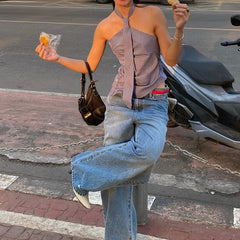 Halter Tie Backless Camisole Y2K Crop Top